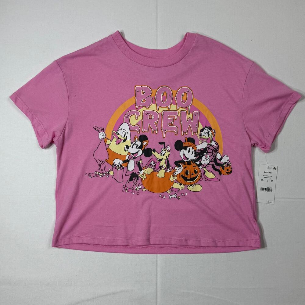 Disney Boo Crew Halloween Tee – Girls L (10–12) Mickey & Friends